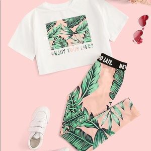 Shein crop top shirt and tights.